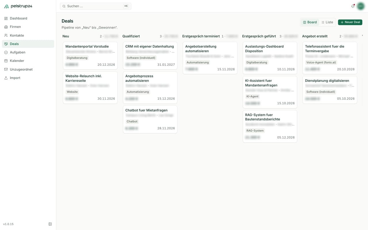 Screenshot: peistrup24 CRM (view 2)