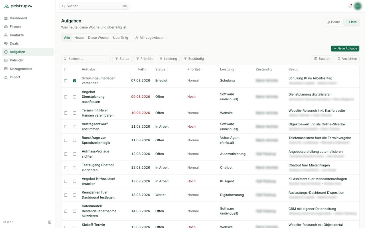 Screenshot: peistrup24 CRM (view 4)