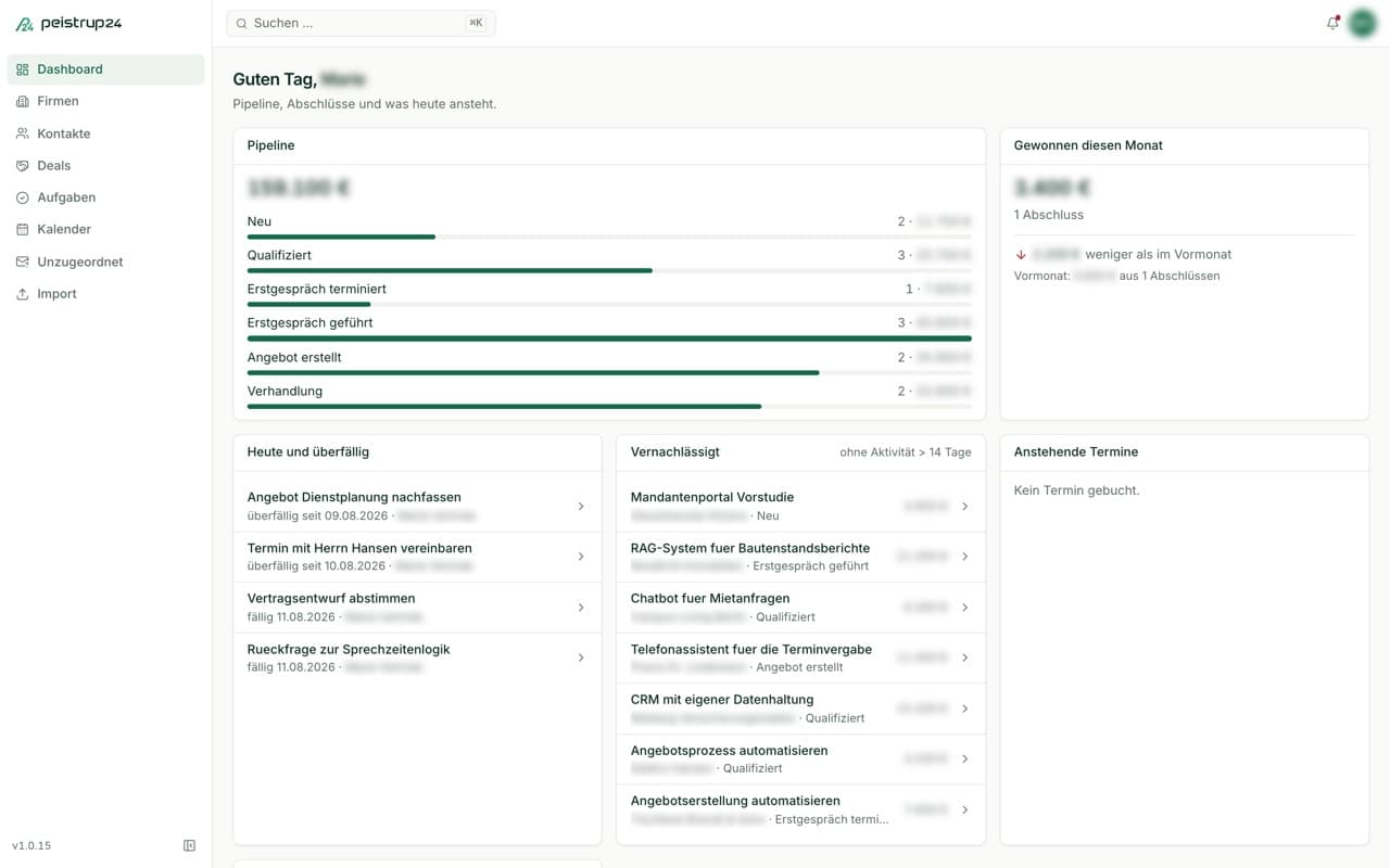 Screenshot: peistrup24 CRM (view 1)